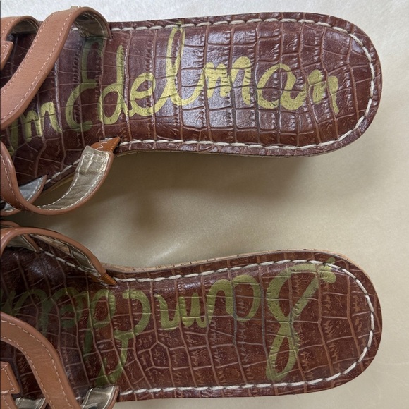 Sam Edelman Regis Brown Leather Croc-Embossed Slide Sandals Women's 9.5 - Picture 3 of 8